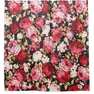 Vintage tapestry flowers, fabric pattern. shower curtain