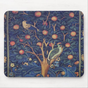 Vintage Tapestry Woodpecker Artwork Print Mouse Mat