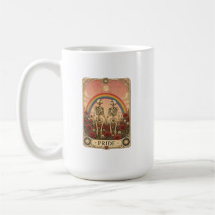 Vintage Tarot Card Pride Skeleton Lovers Rainbow Coffee Mug