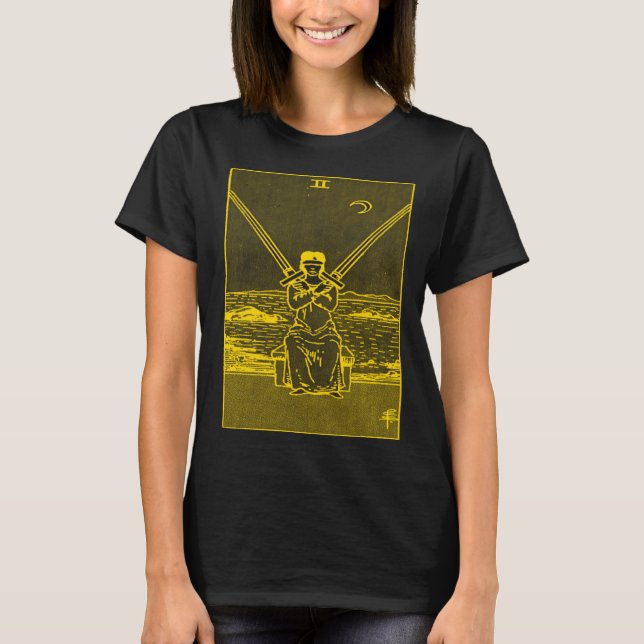 VINTAGE TAROT CARD SWORDS TWO T-Shirt (Front)