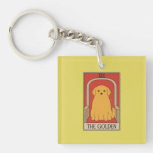 Vintage Tarot Card The Golden Retriever Dog Key Ring