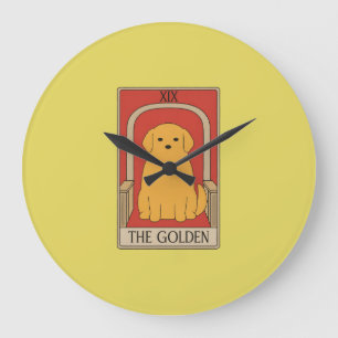 Vintage Tarot Card The Golden Retriever Dog  Large Clock