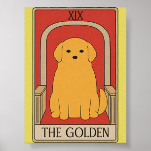Vintage Tarot Card The Golden Retriever Dog Poster