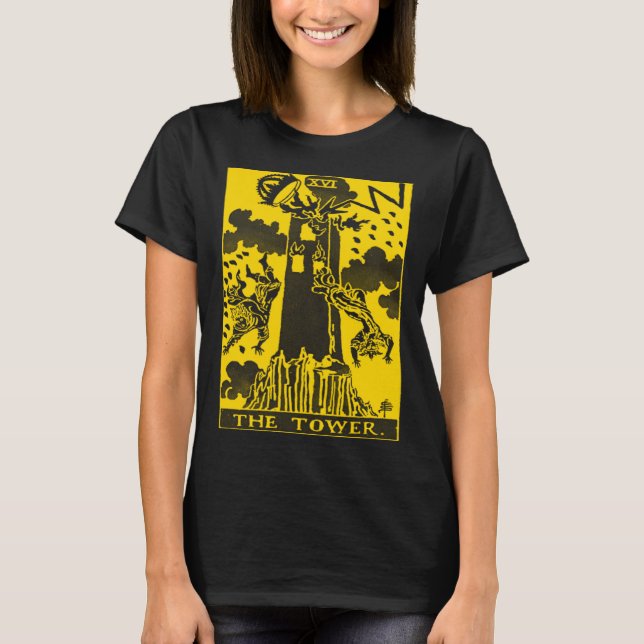 VINTAGE TAROT CARD THE TOWER T-Shirt (Front)