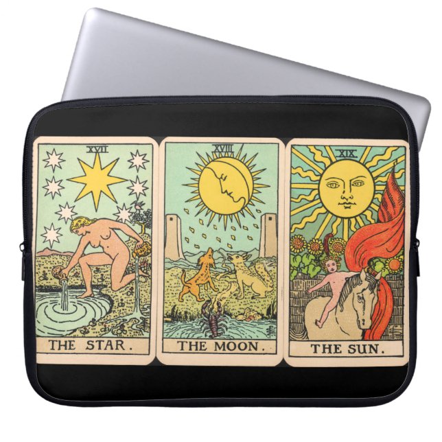 Vintage Tarot Card Trio Laptop Sleeve (Front)