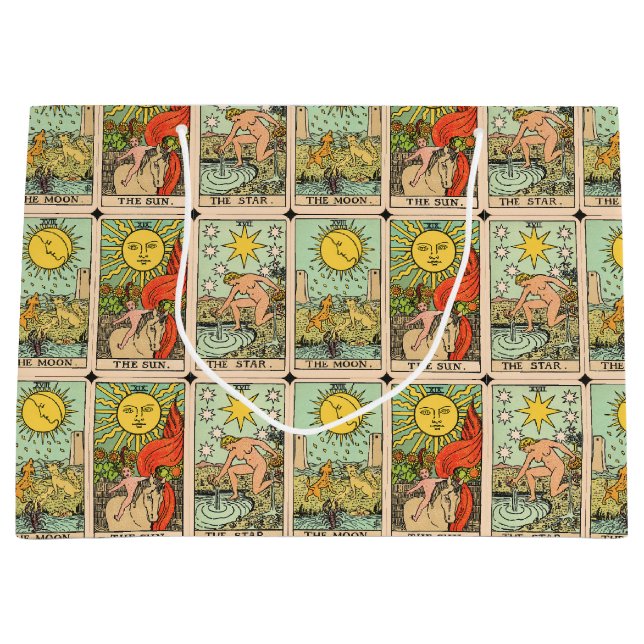 Vintage Tarot Cards Pattern Large Gift Bag (Front)