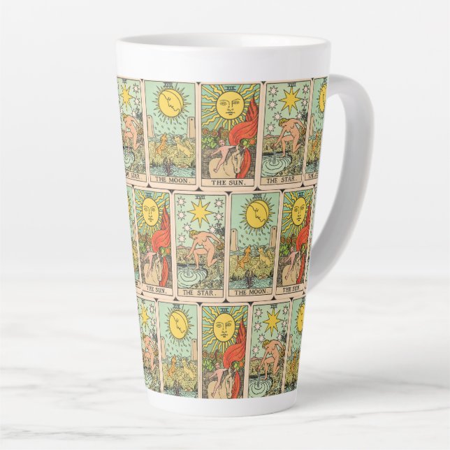 Vintage Tarot Cards Sun Moon Stars  Latte Mug (Right Angle)