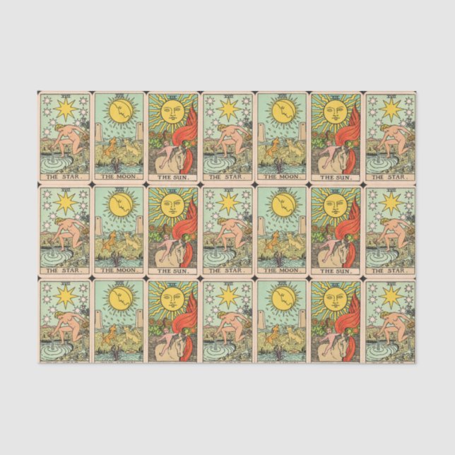 Vintage Tarot Cards Sun Moon Stars Tissue Paper (Front)