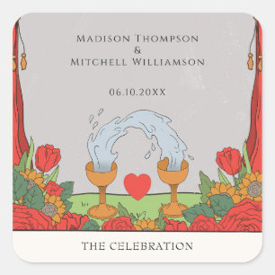 Vintage Tarot Deck Divination Mystical Wedding Square Sticker
