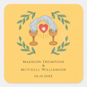Vintage Tarot Deck Divination Mystical Wedding Square Sticker