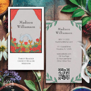 Vintage Tarot Deck Style Mystical Esoteric QR Business Card