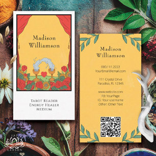 Vintage Tarot Deck Style Mystical Esoteric QR Business Card