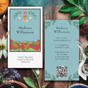 Vintage Tarot Deck Style Mystical Esoteric QR Business Card