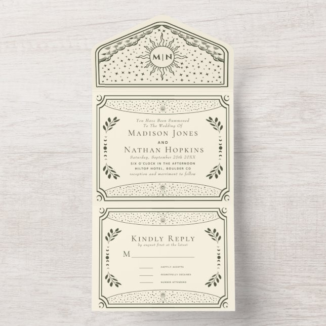 Vintage Tarot Gothic Wedding All-in One Invite (Inside)