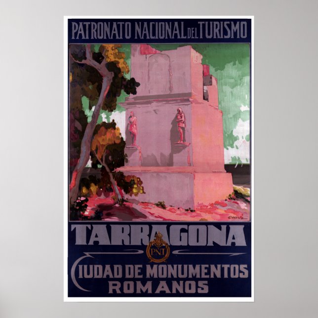 Vintage Tarragona Spain Roman Monuments Travel Poster (Front)