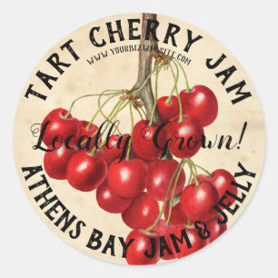 Vintage Tart Cherry Jam Product Business Label
