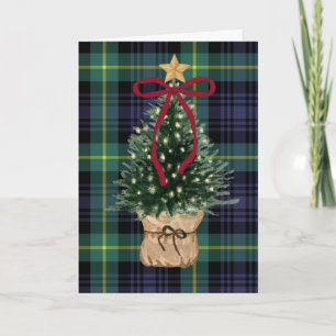 Vintage, Tartan Christmas Card with Christmas Tree