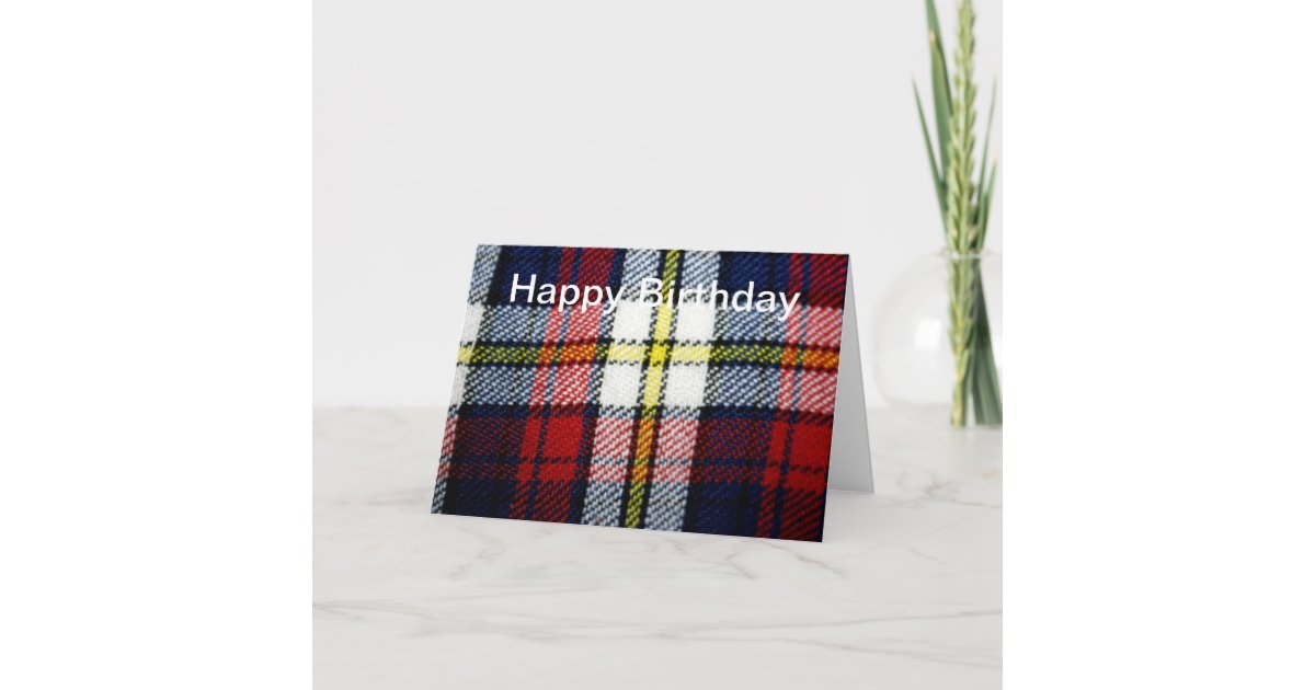 Vintage Tartan Fabric Happy Birthday Card | Zazzle.co.uk