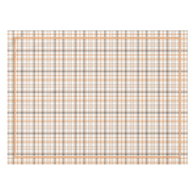 Vintage tartan pattern white grey white name tablecloth (Front (Horizontal))