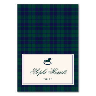 Vintage tartan rocking horse Place cards