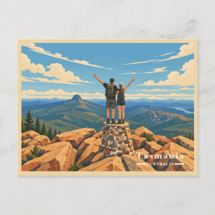 Vintage Tasmania Hiking Adventure Holiday Postcard