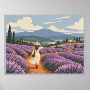 Vintage Tasmania Lavender Girl Travel Poster
