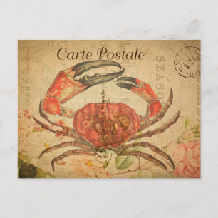 Vintage Tasmanian Crab Floral Flowers French Postcard