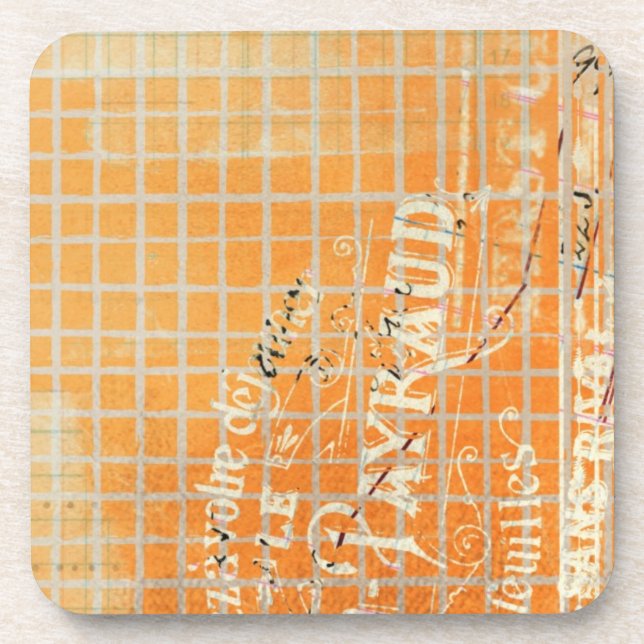 Vintage Tattered French Store Receipt Coaster (Front)