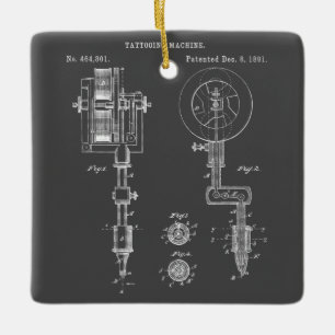 Vintage Tattoo Artist Gun Shirt Ceramic Ornament