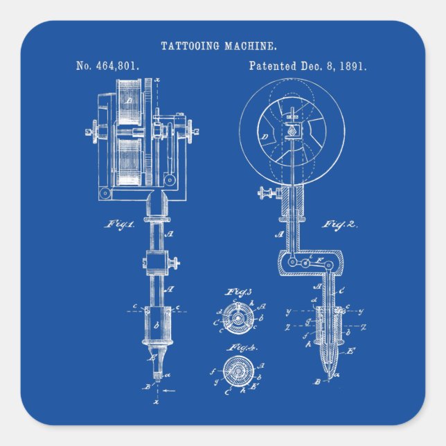 Vintage Tattoo Artist Gun Shirt  Square Sticker (Front)