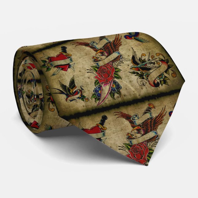 vintage tattoo design tie (Rolled)