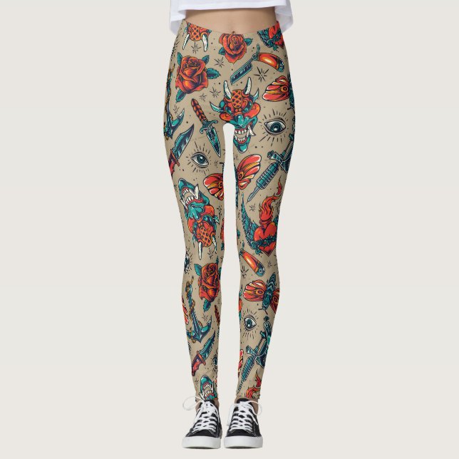 Vintage Tattoo Leggings (Front)
