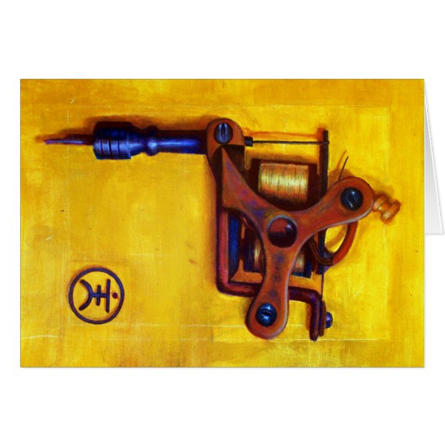 Vintage Tattoo Machine (Yellow) (Front Horizontal)