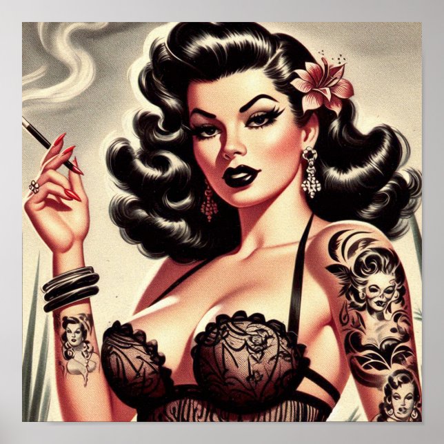 Vintage Tattoo Pin-up Poster (Front)