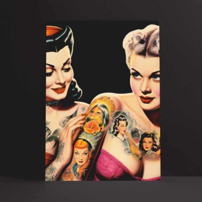 Vintage Tattoo Pin-ups Postcard (Creator Uploaded)