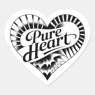 Vintage Tattoo-Style "Pure Heart" Heart Sticker