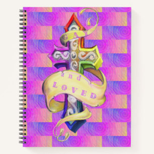 Vintage tattoo styles cross. Gay and loved Notebook