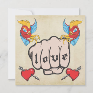 Vintage Tattoo Themed Birthday Party Invite