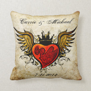 Vintage Tattoo Wedding Keepsake Pillow