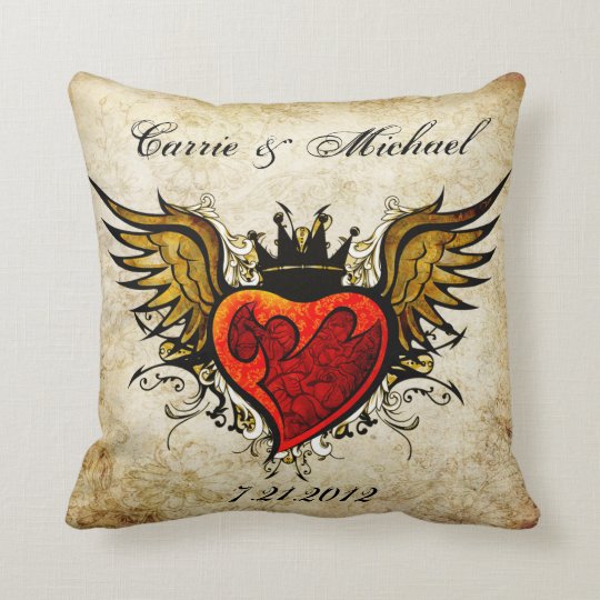 Vintage Tattoo Wedding Keepsake Pillow Zazzle.co.uk