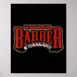Vintage Tattooed Barber Haircut Barber Quote Graph Poster