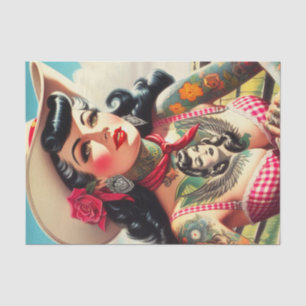 Vintage Tattooed Country Pinup Tissue Paper