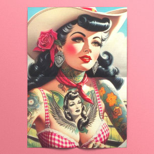 Vintage Tattooed Country Pinup Tissue Paper