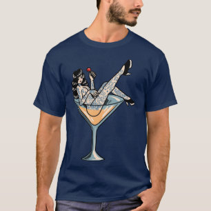 Vintage Tattooed Girl Sitting in a Martini Glass T-Shirt