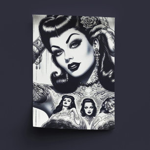 Vintage Tattooed Goth Girl Tissue Paper