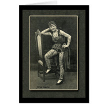 Vintage Tattooed Lady Card or Postcard