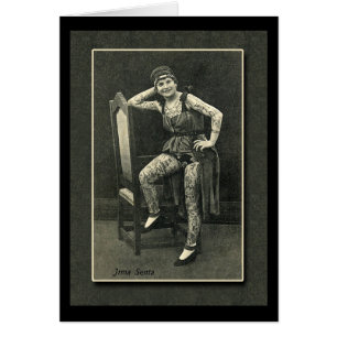 Vintage Tattooed Lady Card or Postcard