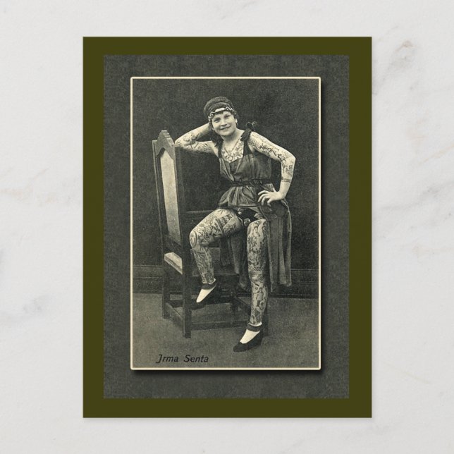 Vintage Tattooed Lady Card or Postcard (Front)