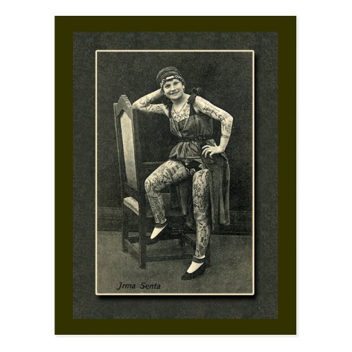 Image of Vintage Tattooed Lady Card or Postcard