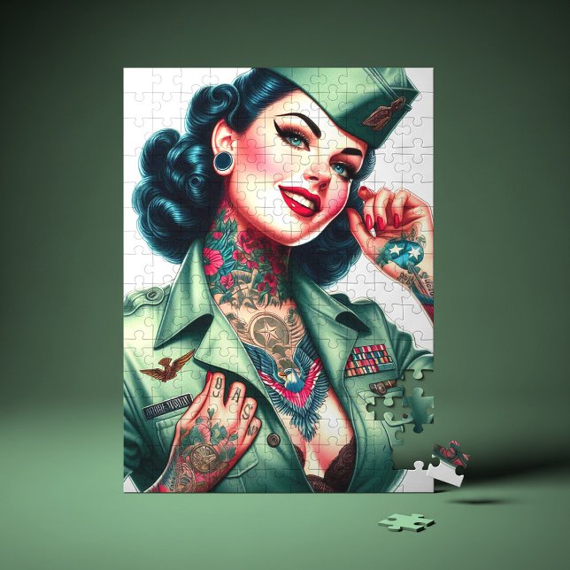 Vintage Tattooed Military Woman Jigsaw Puzzle (Creator Uploaded)